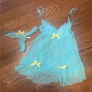 Victoria's Secret Blue and Yellow Chemise with Tulle Layers
